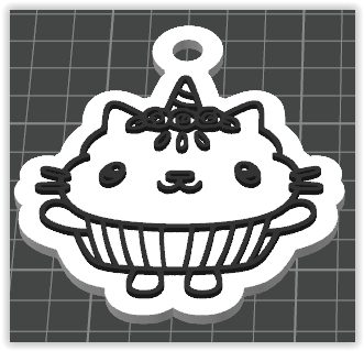 Cupcake gatinho em preto e branco, pronta para colorir